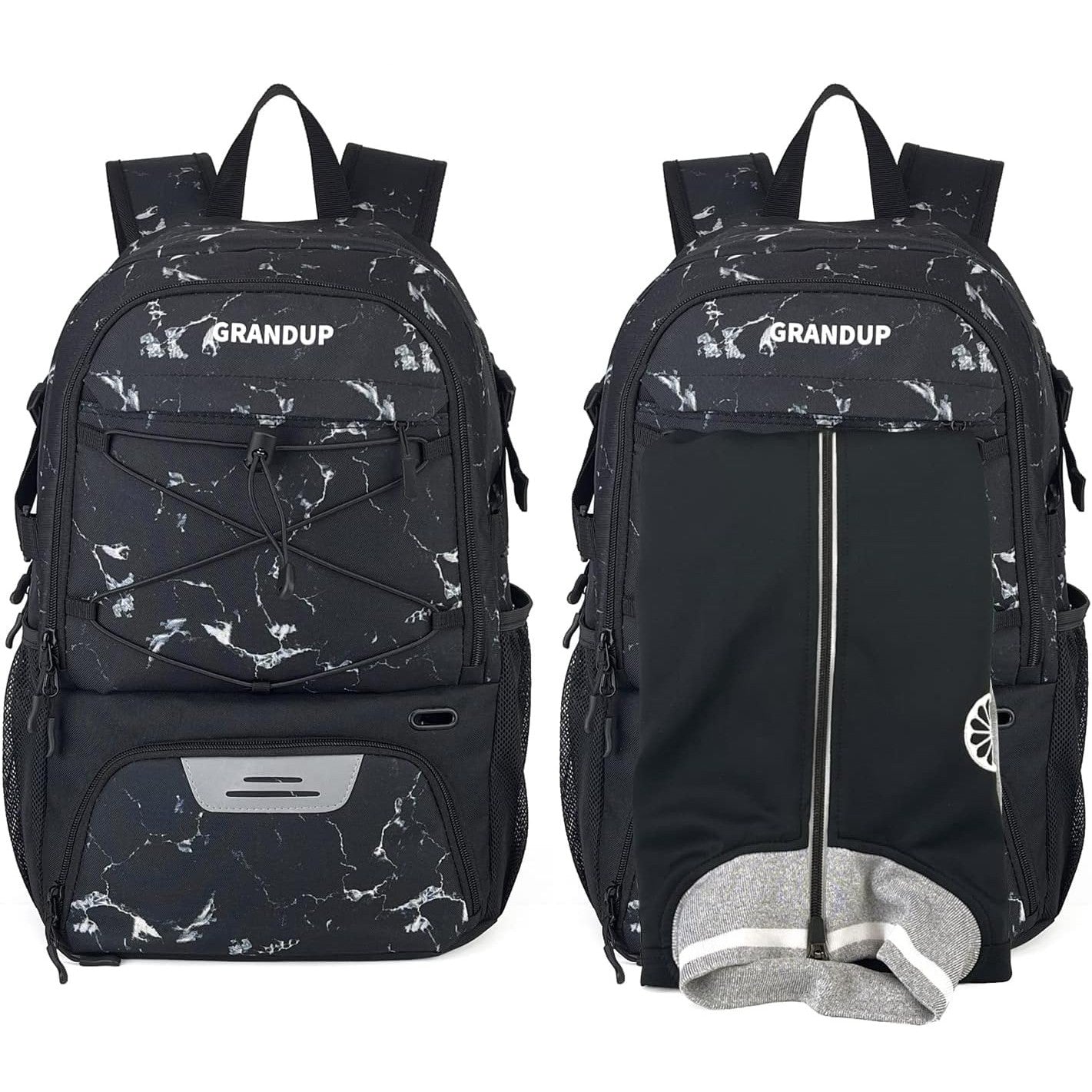 Rucsac de Baschet Multifunctional, Kadeny, pentru Calatorie, Sport, Scoala, cu Compartiment pentru Pantofi si Minge, 32 Litri, 45x32x22 cm, Negru-Alb