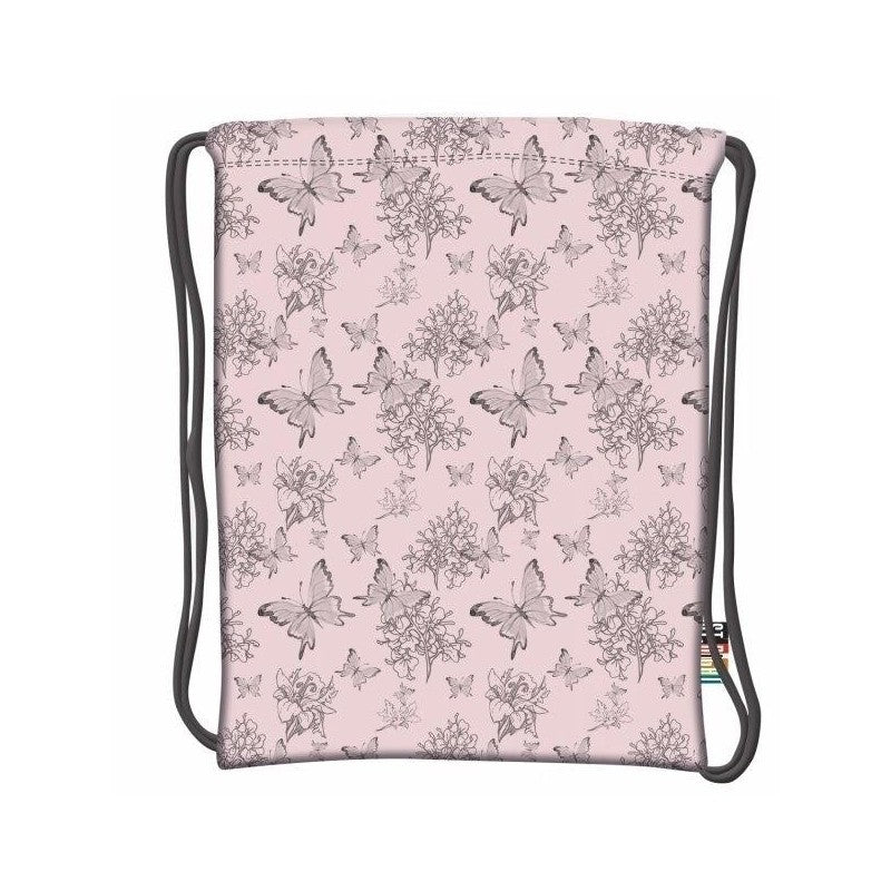 Rucsac cu snur pentru copii St.Right Vintage Butterflies 623196, roz cu gri