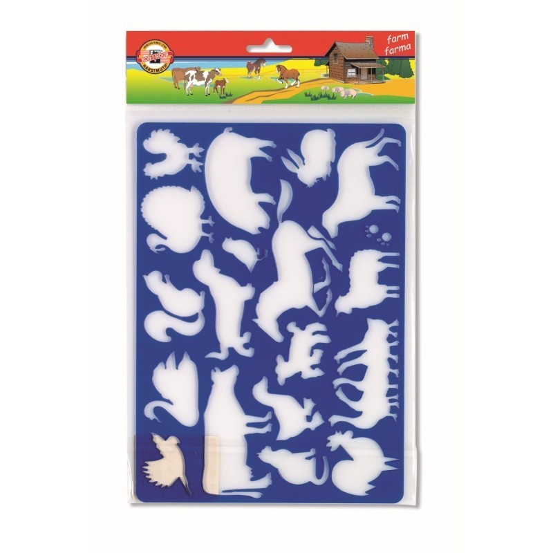 Sablon Koh-i-noor Ferma K982 002, 31x20cm, 18 animale diverse, plastic
