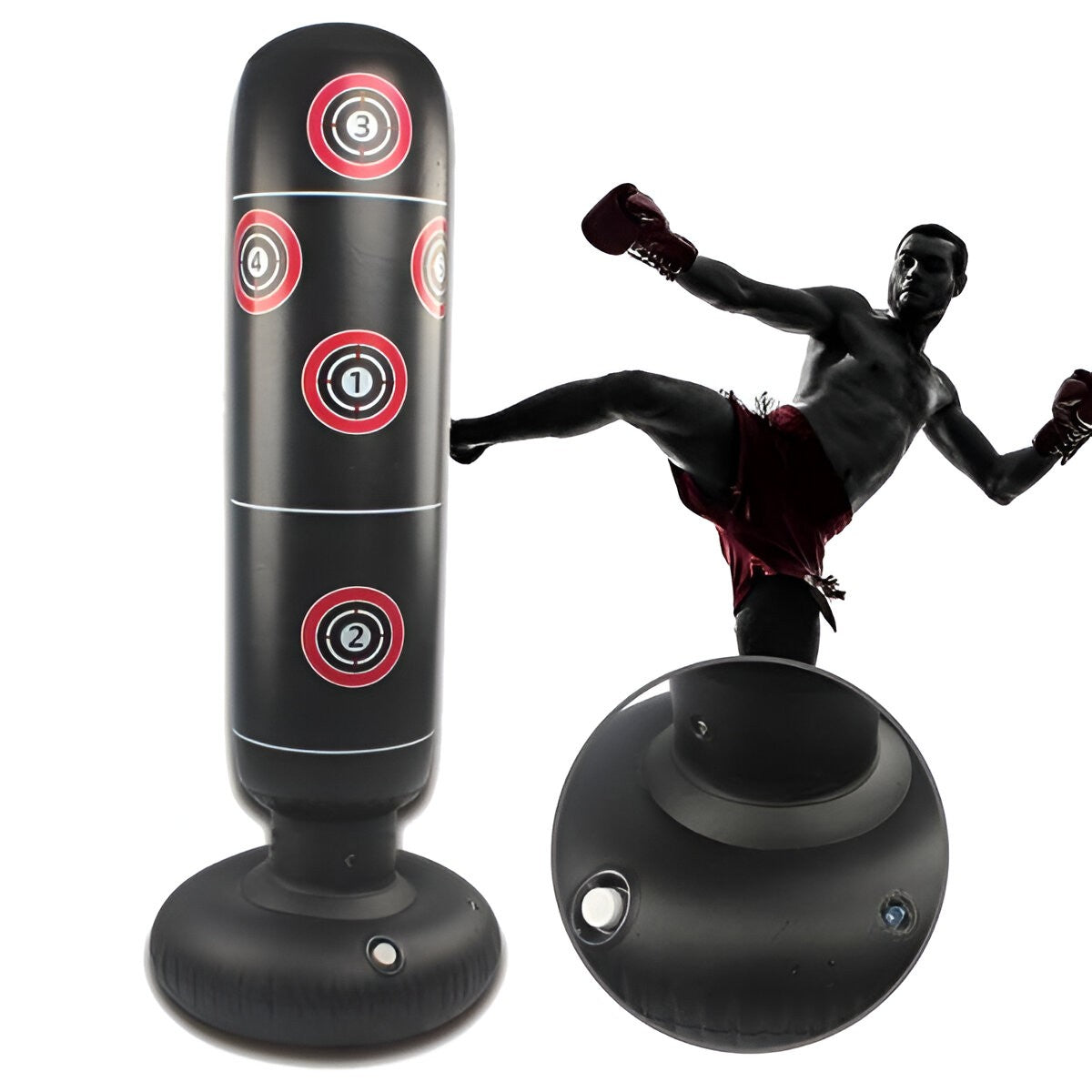 Sac de Box Gonflabil, Kadeny, pentru Copii si Adulti, Umplere cu Aer, Apa sau Nisip, 160 cm, Negru