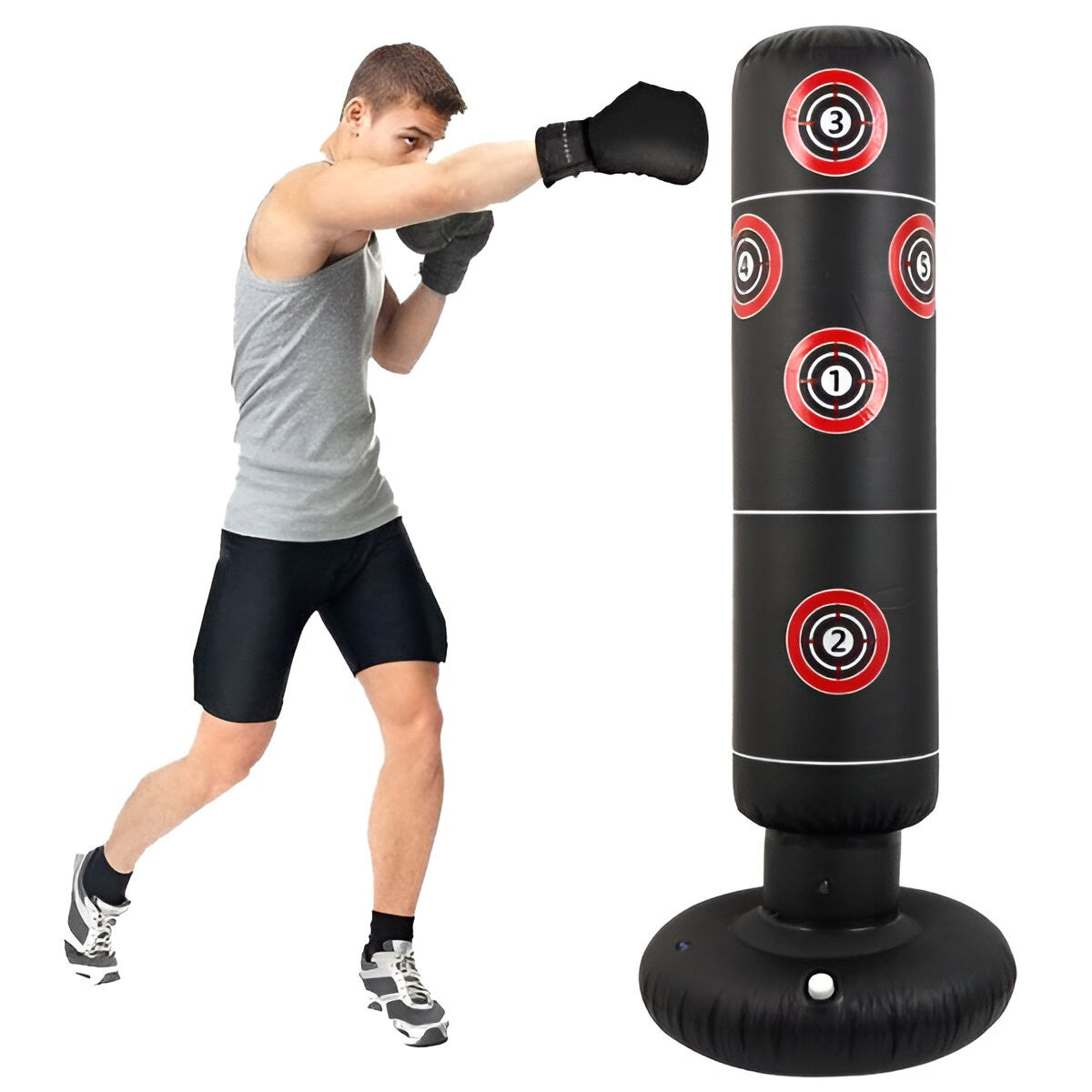 Sac de Box Gonflabil, Kadeny, pentru Copii si Adulti, Umplere cu Aer, Apa sau Nisip, 160 cm, Negru