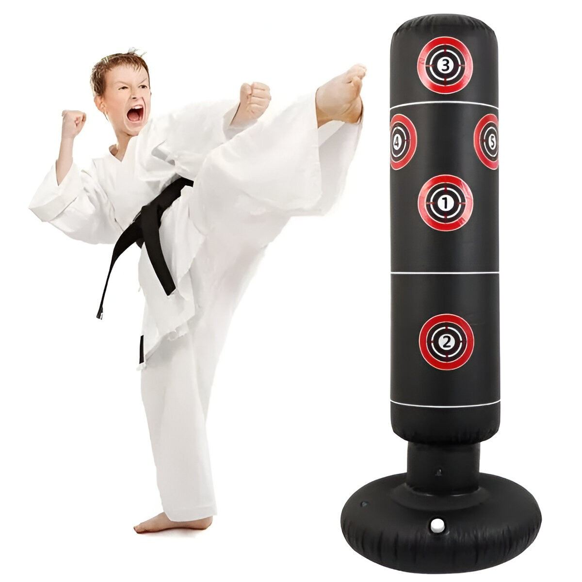 Sac de Box Gonflabil, Kadeny, pentru Copii si Adulti, Umplere cu Aer, Apa sau Nisip, 160 cm, Negru