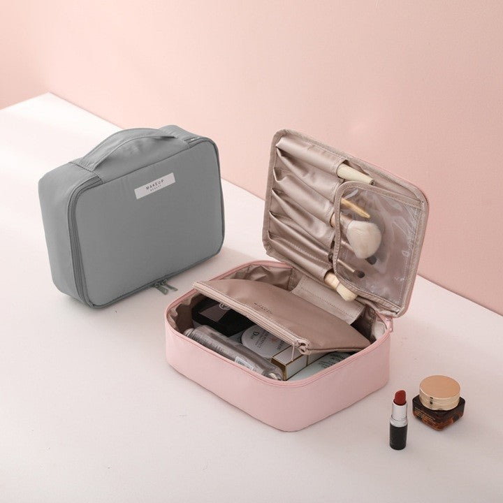 Geanta de Calatorie, Kadeny, pentru Cosmetice si Articole de Toaleta, Material Impermeabil, 2 in 1, Portfard Interior Detasabil, 23 x 16 x 8 cm, Gri