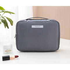 Geanta de Calatorie, Kadeny, pentru Cosmetice si Articole de Toaleta, Material Impermeabil, 2 in 1, Portfard Interior Detasabil, 23 x 16 x 8 cm, Gri