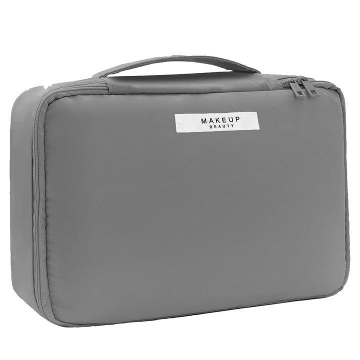 Geanta de Calatorie, Kadeny, pentru Cosmetice si Articole de Toaleta, Material Impermeabil, 2 in 1, Portfard Interior Detasabil, 23 x 16 x 8 cm, Gri