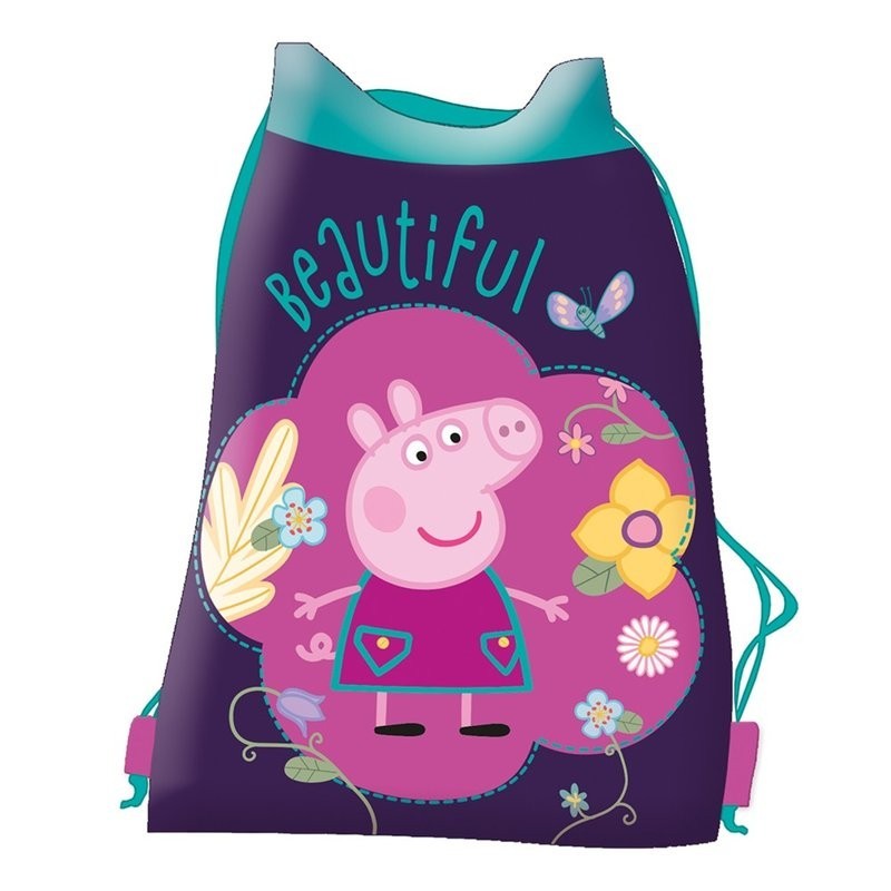 Rucsac cu snur pentru copii St.Majewski Peppa Pig 205170, roz cu violet