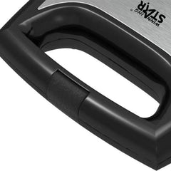 Sandwich Maker Kadeny, 24 x 23.5 cm, cu forme de triunghi si patrat, Cablu 80 cm, Material Interior Antiaderent, Inoxidabil, Maner Izolat Termic, 750W, 220 V, gri