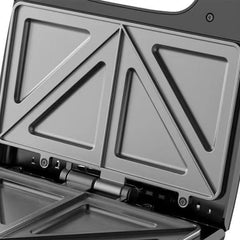 Sandwich Maker Kadeny, 24 x 23.5 cm, cu forme de triunghi si patrat, Cablu 80 cm, Material Interior Antiaderent, Inoxidabil, Maner Izolat Termic, 750W, 220 V, gri
