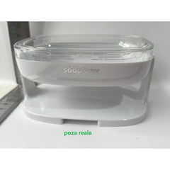 Savoniera cu Suport 2 in 1, Kadeny, Pentru Perete sau Blat, PET, Scurgere Optima, Alb