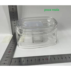 Savoniera cu Suport 2 in 1, Kadeny, Pentru Perete sau Blat, PET, Scurgere Optima, Argintiu Transparent