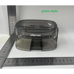 Savoniera cu Suport 2 in 1, Kadeny, Pentru Perete sau Blat, PET, Scurgere Optima, GriTransparent