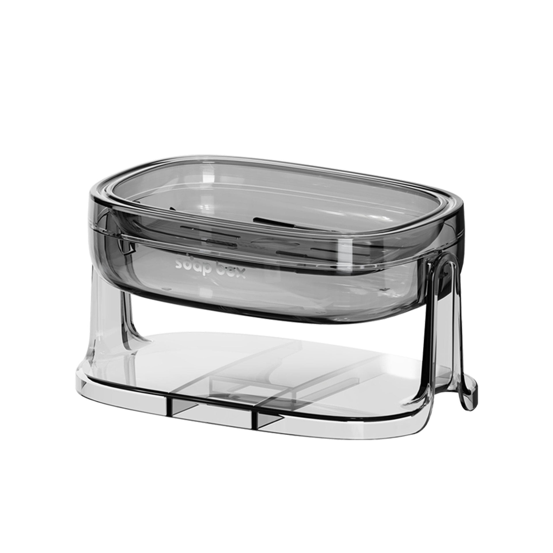 Savoniera cu Suport 2 in 1, Kadeny, Pentru Perete sau Blat, PET, Scurgere Optima, GriTransparent