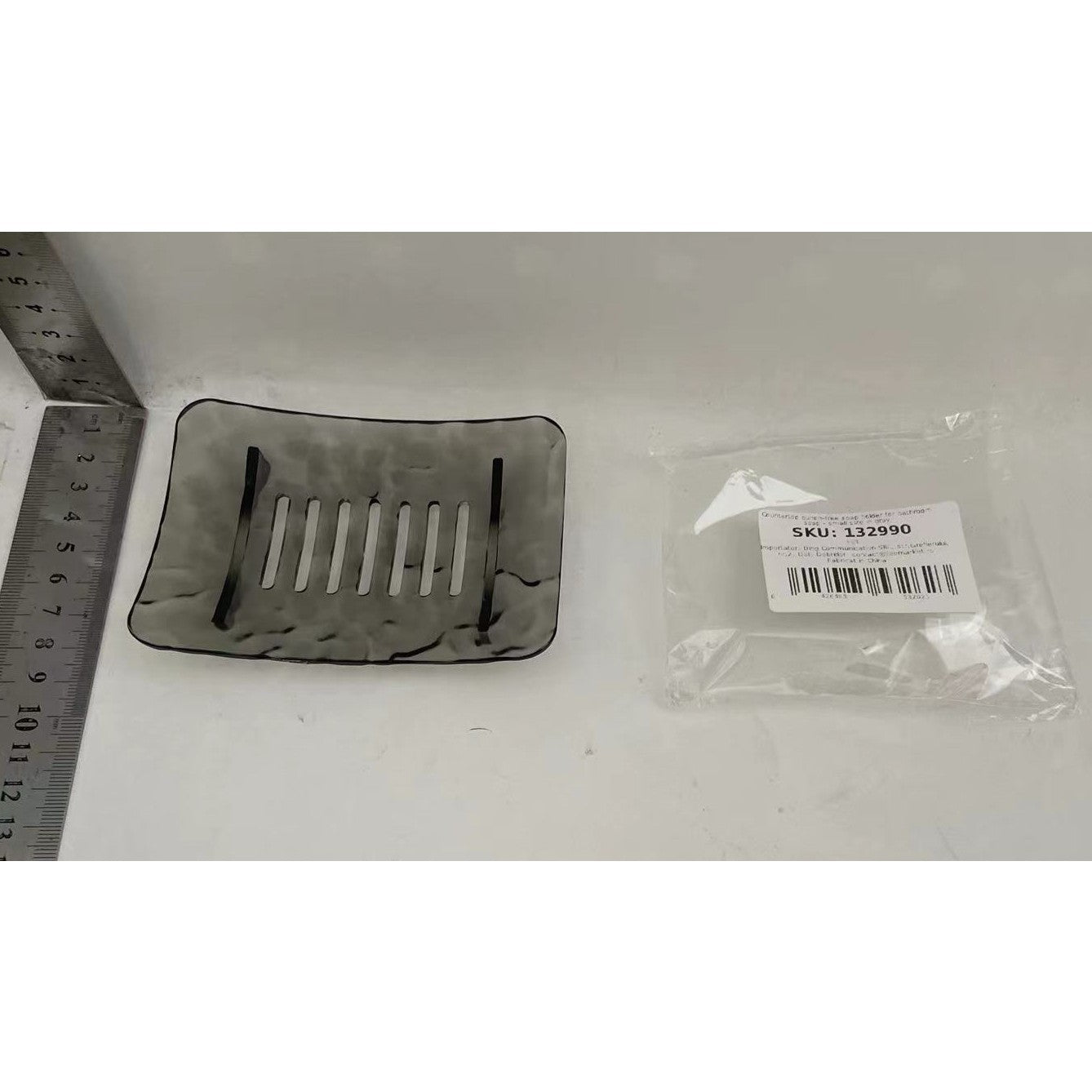 Savoniera din Plastic Kadeny, 11 x 8 cm, cu Scurgere Apa, Design Modern, Gri