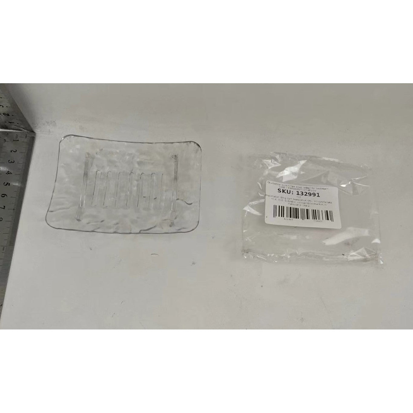 Savoniera din Plastic Kadeny, 11 x 8 cm, cu Scurgere Apa, Design Modern, Transparent