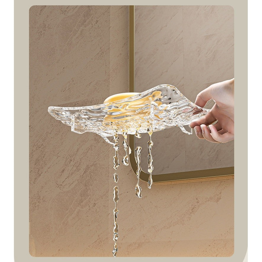 Savoniera din Plastic Kadeny, 11 x 8 cm, cu Scurgere Apa, Design Modern, Transparent