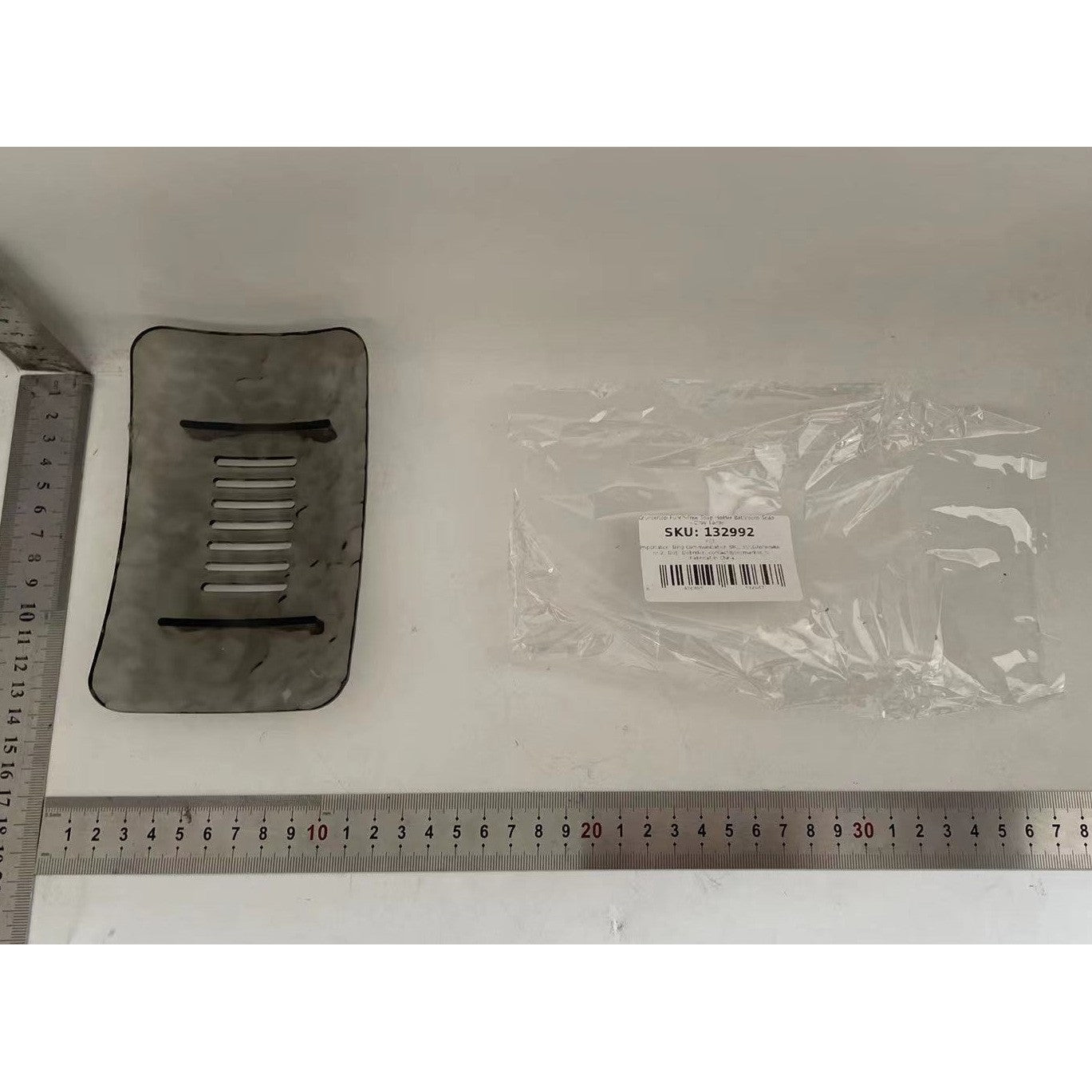 Savoniera din Plastic Kadeny, 15 x 9 cm, cu Scurgere Apa, Design Modern, Gri