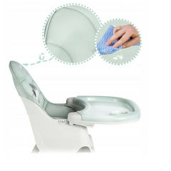 Scaun de masa pentru bebelusi si copii Kaveny, cu roti, telescopic, pliabil, masuta reglabila, suport picioare, scaun invelis piele artificiala, centura siguranta, spatiu depozitare, 97 x 73 x 65 cm, verde