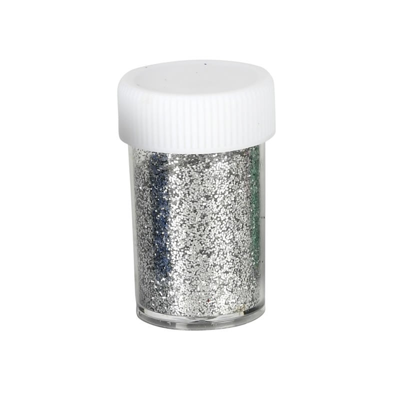 Sclipici decorativ pulbere, argintiu, set 12 buc, Colorarte