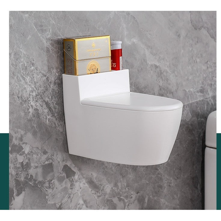 Scrumiera creativa Kadeny, Forma de Toaleta, Capac Alb , Material ABS si Otel Inoxidabil, 12.5 x 9.8 x 8.4 cm, Fixare prin Lipire sau De Sine Statator, pentru Baie, Camera, Bucatarie, Balcon, Alb