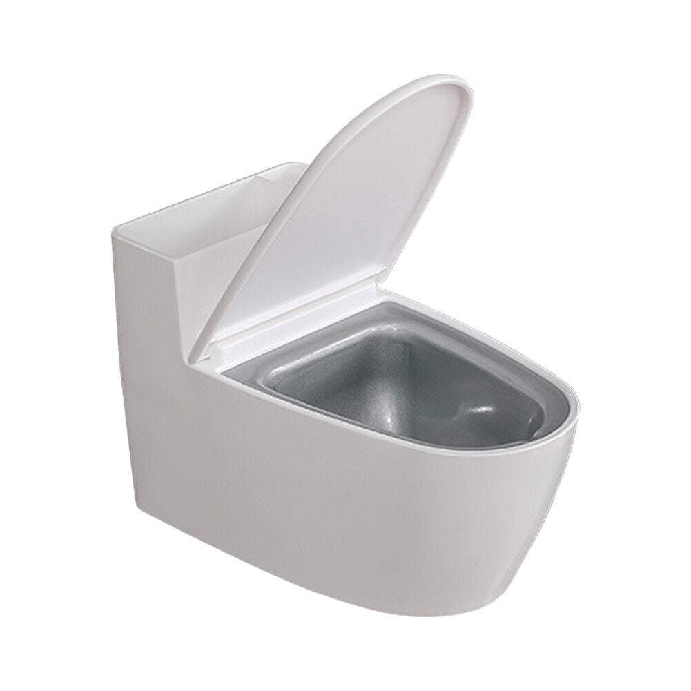 Scrumiera creativa Kadeny, Forma de Toaleta, Capac Alb , Material ABS si Otel Inoxidabil, 12.5 x 9.8 x 8.4 cm, Fixare prin Lipire sau De Sine Statator, pentru Baie, Camera, Bucatarie, Balcon, Alb