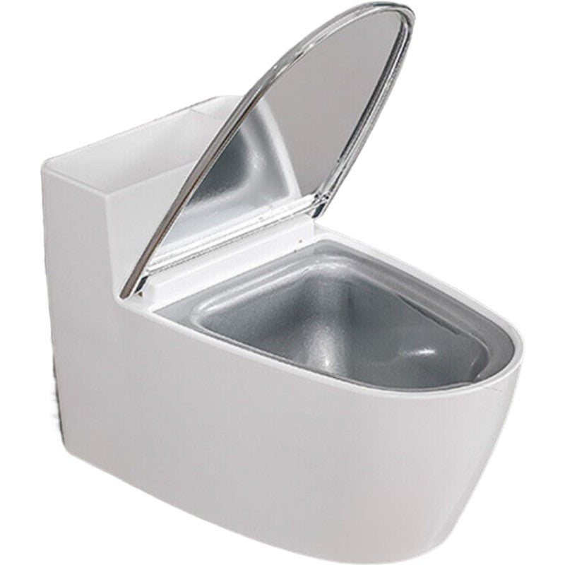 Scrumiera creativa Kadeny, Forma de Toaleta, Capac Argintiu, Material ABS si Otel Inoxidabil, 12.5 x 9.8 x 8.4 cm, Fixare prin Lipire sau De Sine Statator, pentru Baie, Camera, Bucatarie, Balcon, Argintiu