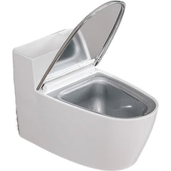 Scrumiera creativa Kadeny, Forma de Toaleta, Capac Argintiu, Material ABS si Otel Inoxidabil, 12.5 x 9.8 x 8.4 cm, Fixare prin Lipire sau De Sine Statator, pentru Baie, Camera, Bucatarie, Balcon, Argintiu