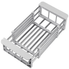 Suport Scurgere Extensibil pentru Bucatarie, Kadeny, Uscator Vase din Otel Inoxidabil, Suport Tacamuri si Pahare, Suport pentru Fructe si Legume, 24.5 x 16.5 x 9.5 cm Gri deschis