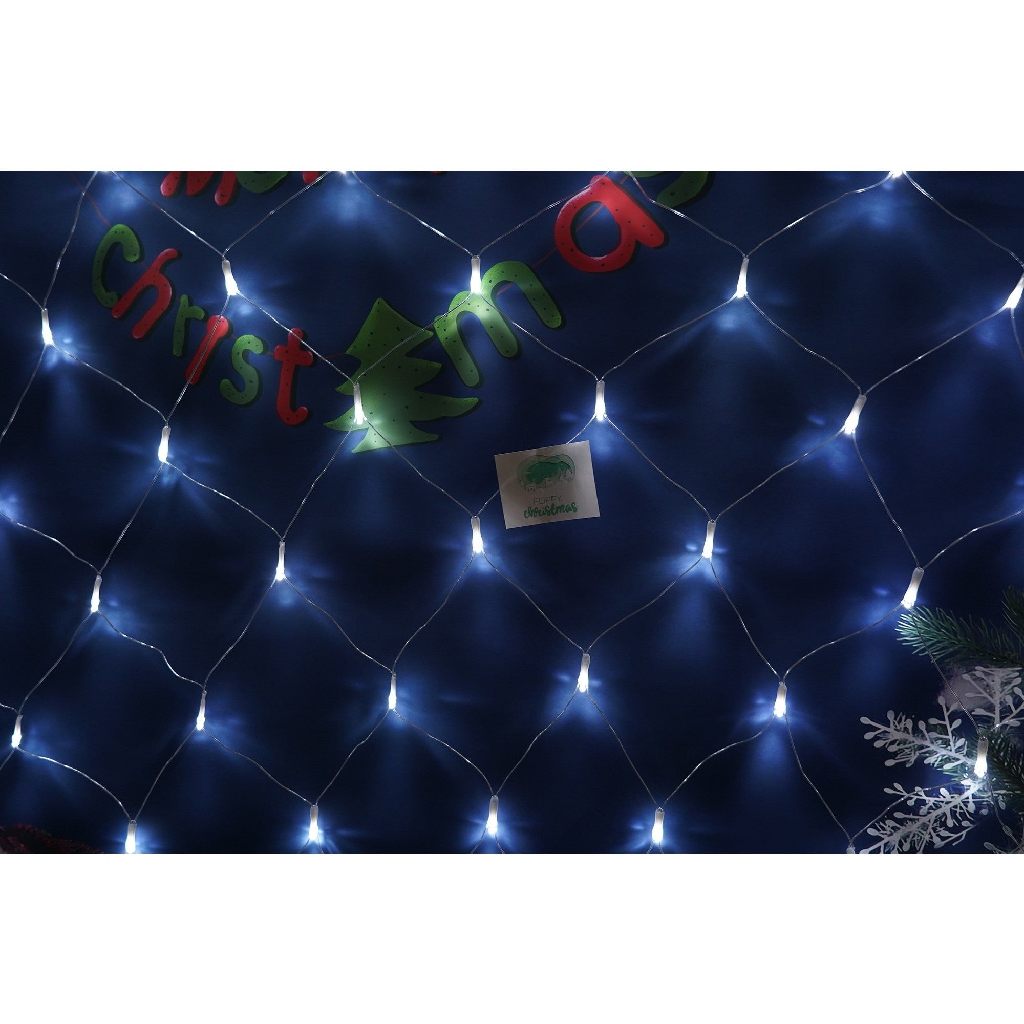 Sectiune Instalatie de Craciun Kaveny, Tip Plasa, 160 LED-uri, 3 m x 1 m, 8 jocuri de lumini, Interconectabila, Fir transparent, Alb rece