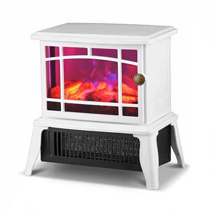Semineu electric Kaveny, 1500W, cu efect de flacara, 25 x 16 x 25 cm, Alb