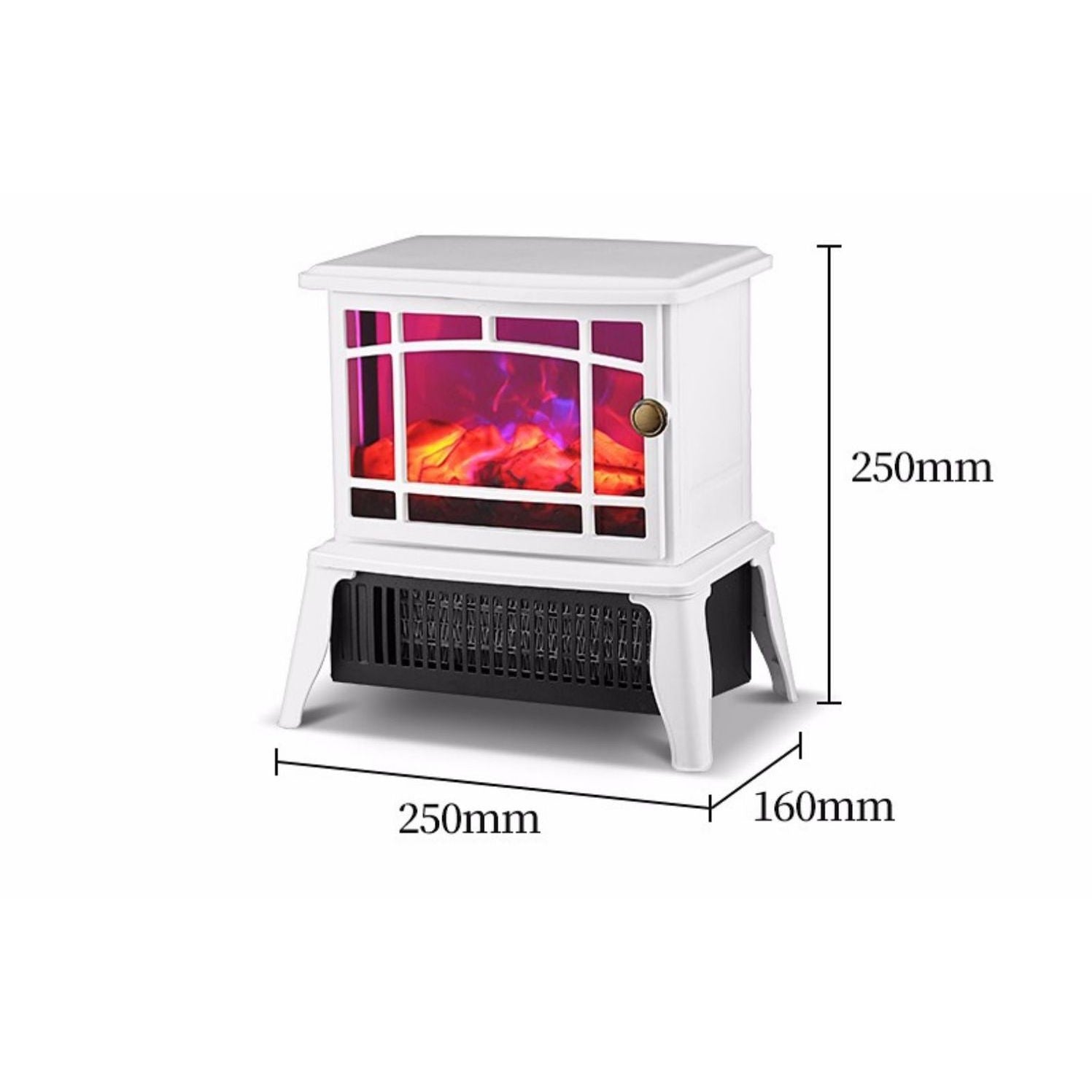 Semineu electric Kaveny, 1500W, cu efect de flacara, 25 x 16 x 25 cm, Rosu