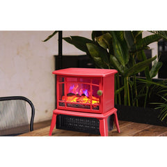 Semineu electric Kaveny, 1500W, cu efect de flacara, 25 x 16 x 25 cm, Rosu
