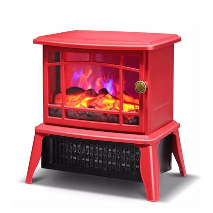 Semineu electric Kaveny, 1500W, cu efect de flacara, 25 x 16 x 25 cm, Rosu