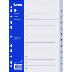 Index plastic numeric 1-12 Noki 59212, A4, portret, gri