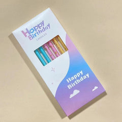 Set 6 Lumanari Lungi, Kaveny, din Parafina, 10 x 0.5 cm, Happy Birthday, Multicolor