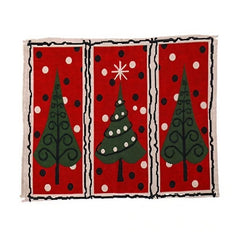 Servet de Masa, Kadeny, Model Brazi de Craciun, Tematica Craciun, Prosop pentru Masa, 47x33 cm, Bumbac si Fibre Sintetice, Rosu