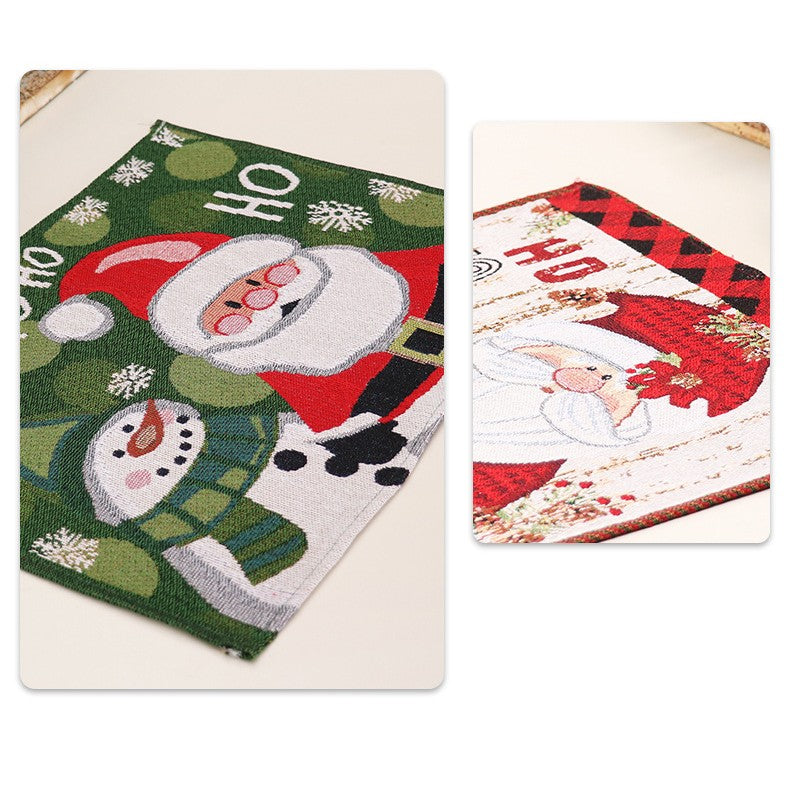 Servet de Masa, Kadeny, Model Mos Craciun, Scris HoHoHo, Tematica Craciun, Prosop pentru Masa, Bumbac si Fibre Sintetice, 43x33 cm, Rosu