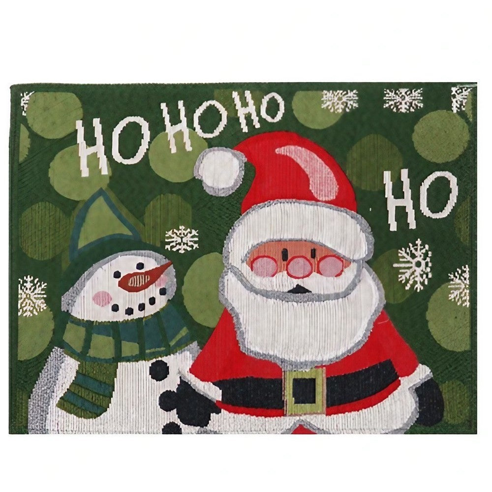 Servet de Masa, Kadeny, Model Mos Craciun, Scris HoHoHo, Tematica Craciun, Prosop pentru Masa, Bumbac si Fibre Sintetice, 43x33 cm, Verde
