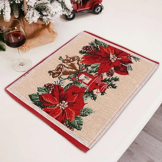 Servet pentru Masa, Kadeny, Model Craciunite, Tematica Craciun, 43 x 34 cm, Rosu