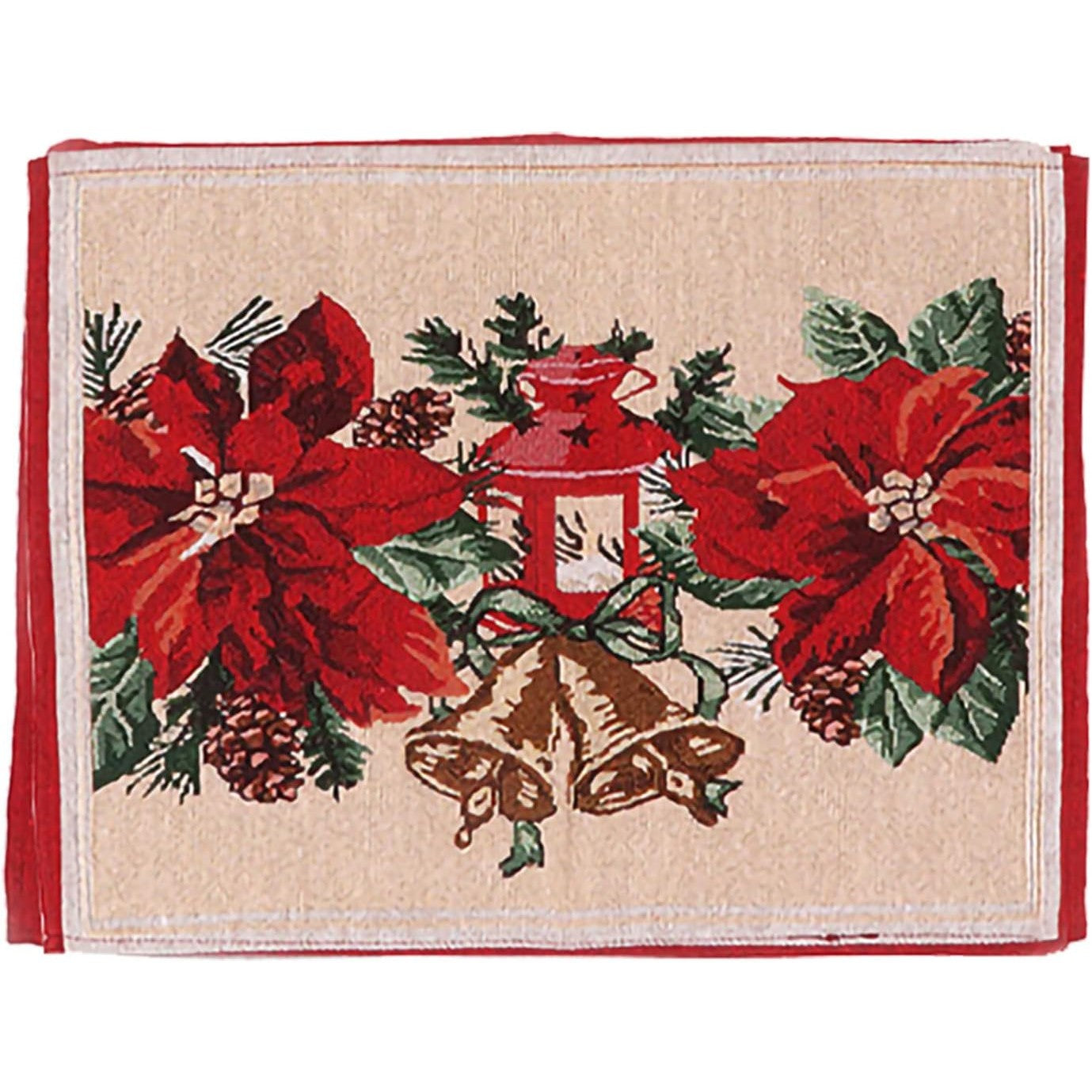 Servet pentru Masa, Kadeny, Model Craciunite, Tematica Craciun, 43 x 34 cm, Rosu