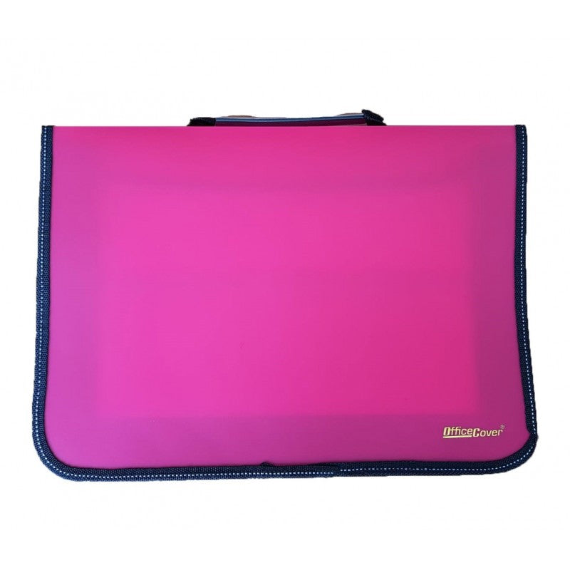 Servieta plastic Office Cover T6601, cu capse, A4, semitransparent neon, cu burduf panza 8cm