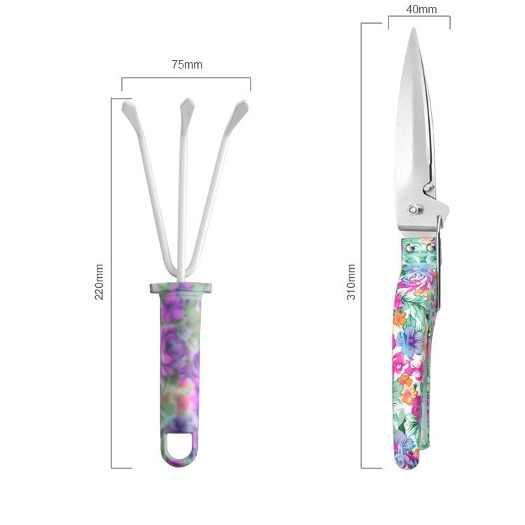 Set 10 accesorii pentru gradinarit Kadeny, geanta depozitare inclusa, otel inoxidabil, 37 x 28 cm, mov