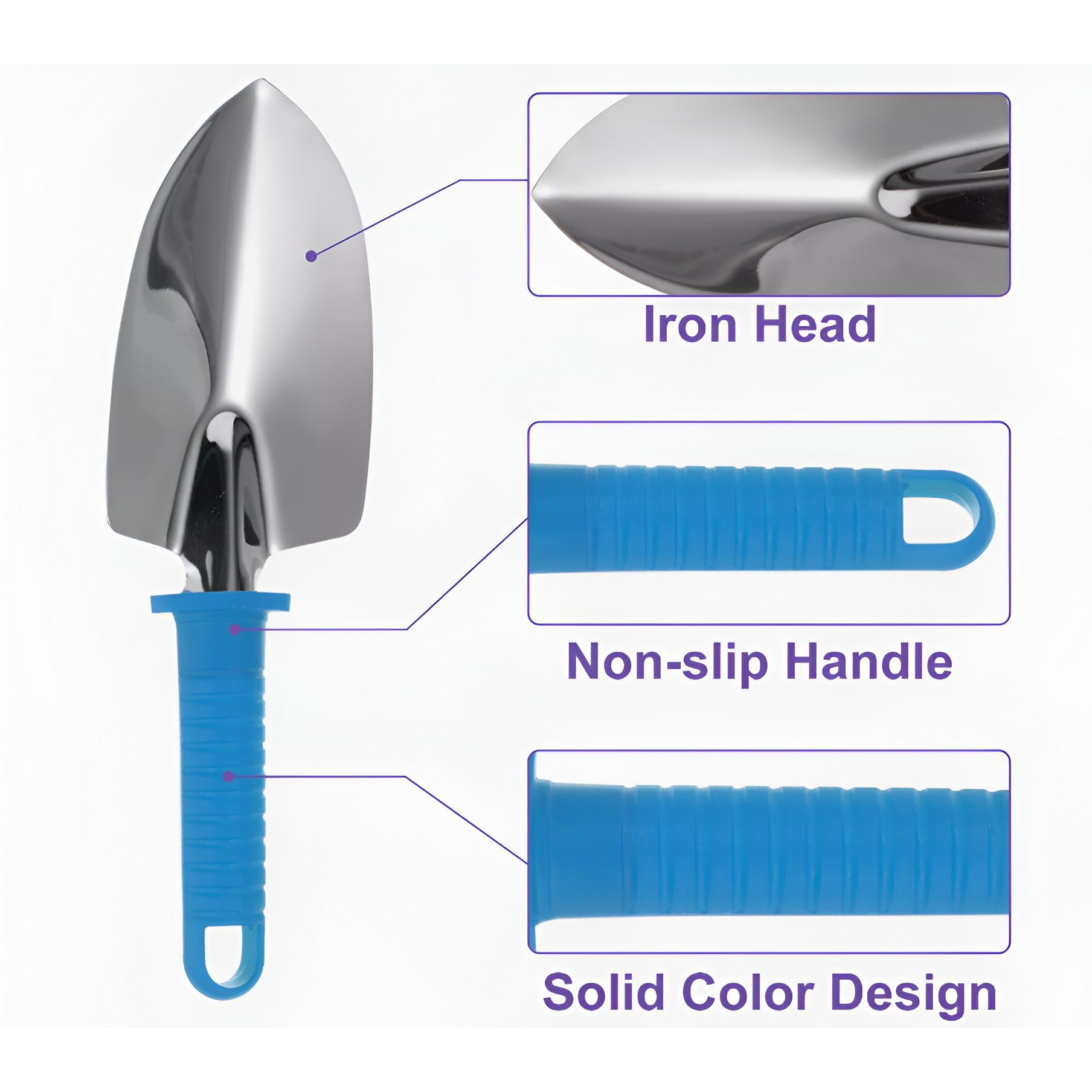 Set 10 Unelte de Gradina, Kadeny, pentru Plantare Prelucrare Sol si Ingrijire Plante, Manere Albastre, Material PVC si Otel Inoxidabil, Cutie Inclusa, 37x28x7 cm, Negru