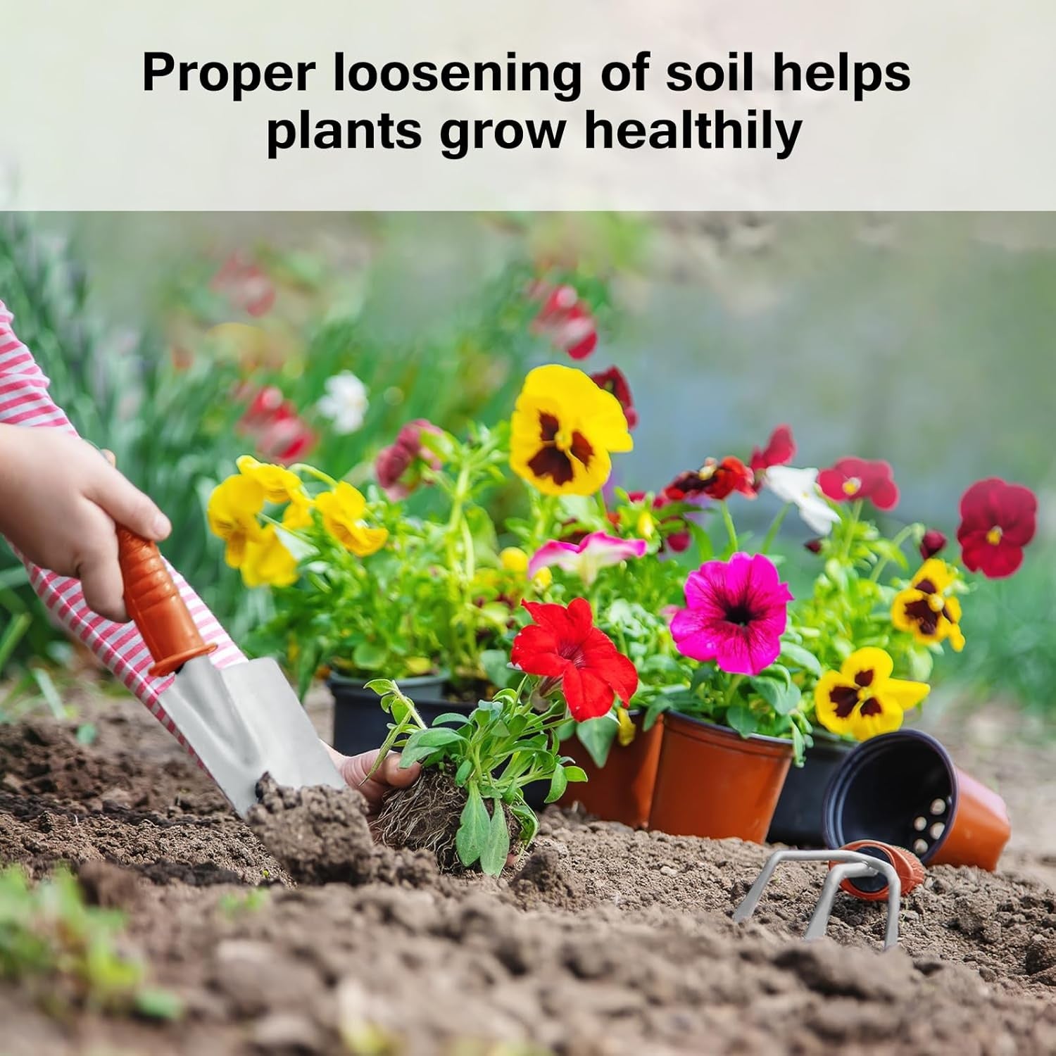 Set 10 Unelte de Gradina, Kadeny, pentru Plantare Prelucrare Sol si Ingrijire Plante, Manere Portocalii, Material PVC si Otel Inoxidabil, Cutie Inclusa, 37x28x7 cm, Negru