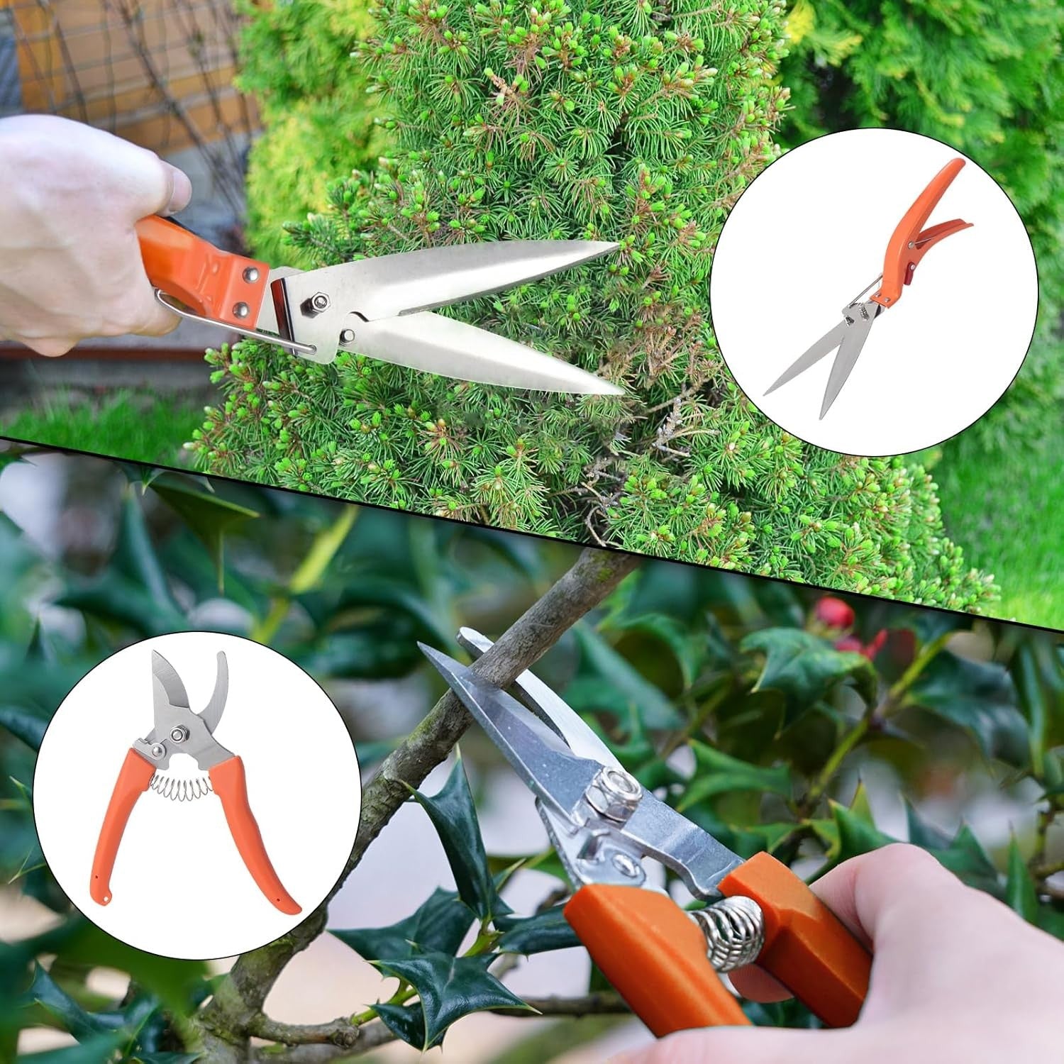 Set 10 Unelte de Gradina, Kadeny, pentru Plantare Prelucrare Sol si Ingrijire Plante, Manere Portocalii, Material PVC si Otel Inoxidabil, Cutie Inclusa, 37x28x7 cm, Negru