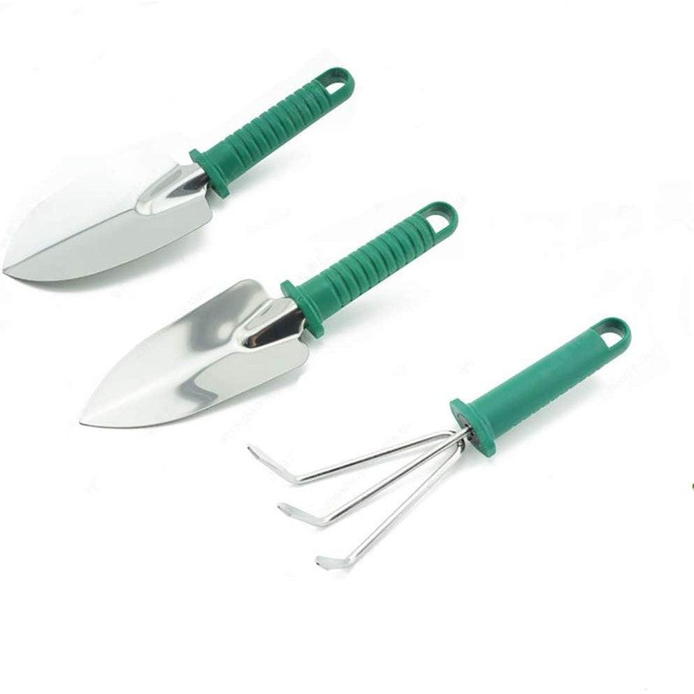 Set 10 Unelte de Gradina, Kadeny, pentru Plantare Prelucrare Sol si Ingrijire Plante, Manere Verzi, Material PVC si Otel Inoxidabil, Cutie Inclusa, 37x28x7 cm, Negru