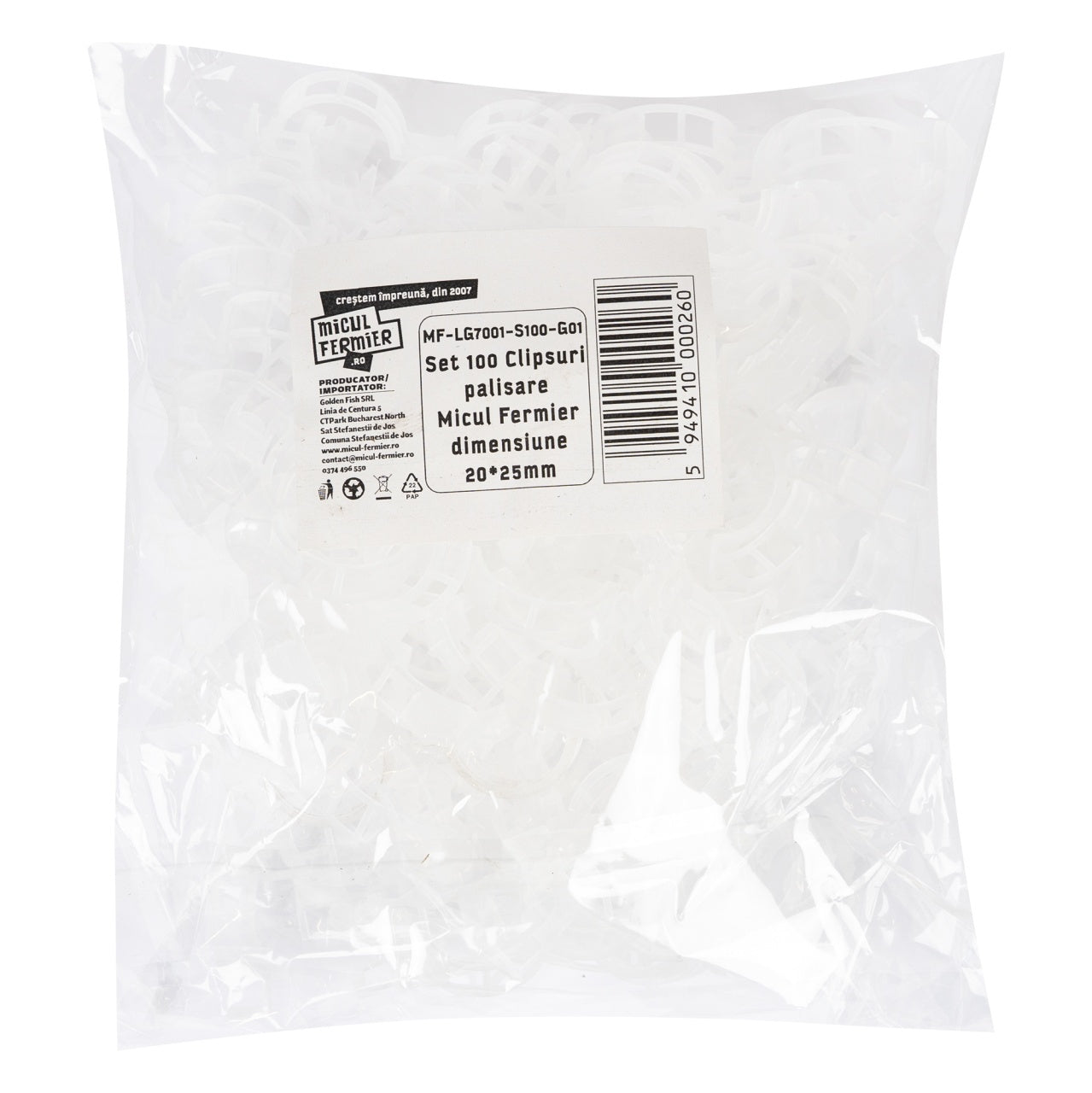 Set 100 Clipsuri palisare Micul Fermier dimensiune 20*25mm