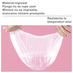 Set 100 Folie de Protectie Elastica pentru Alimente si Boluri Kadeny, material plastic, prospetime, diametrul 12 - 40 cm