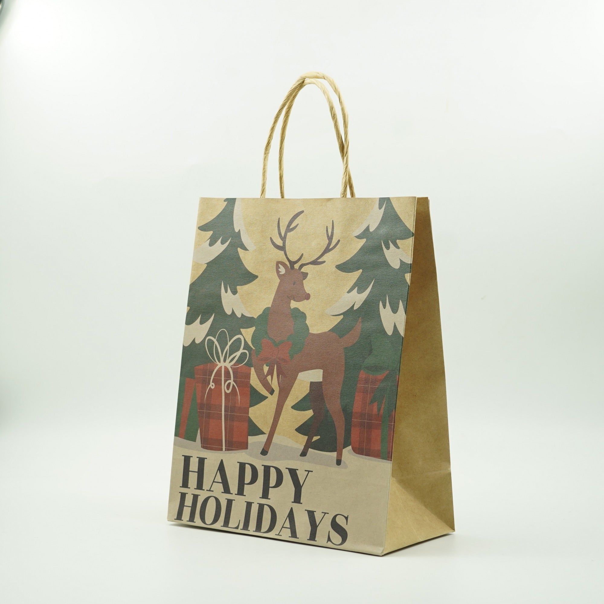 Set 12 Pungi Cadou, Kadeny, Imprimeu Tematica Craciun, Model Random, din Hartie, Impachetare Usoara a Cadourilor, 18.5x22.5x8.5 cm, Multicolor