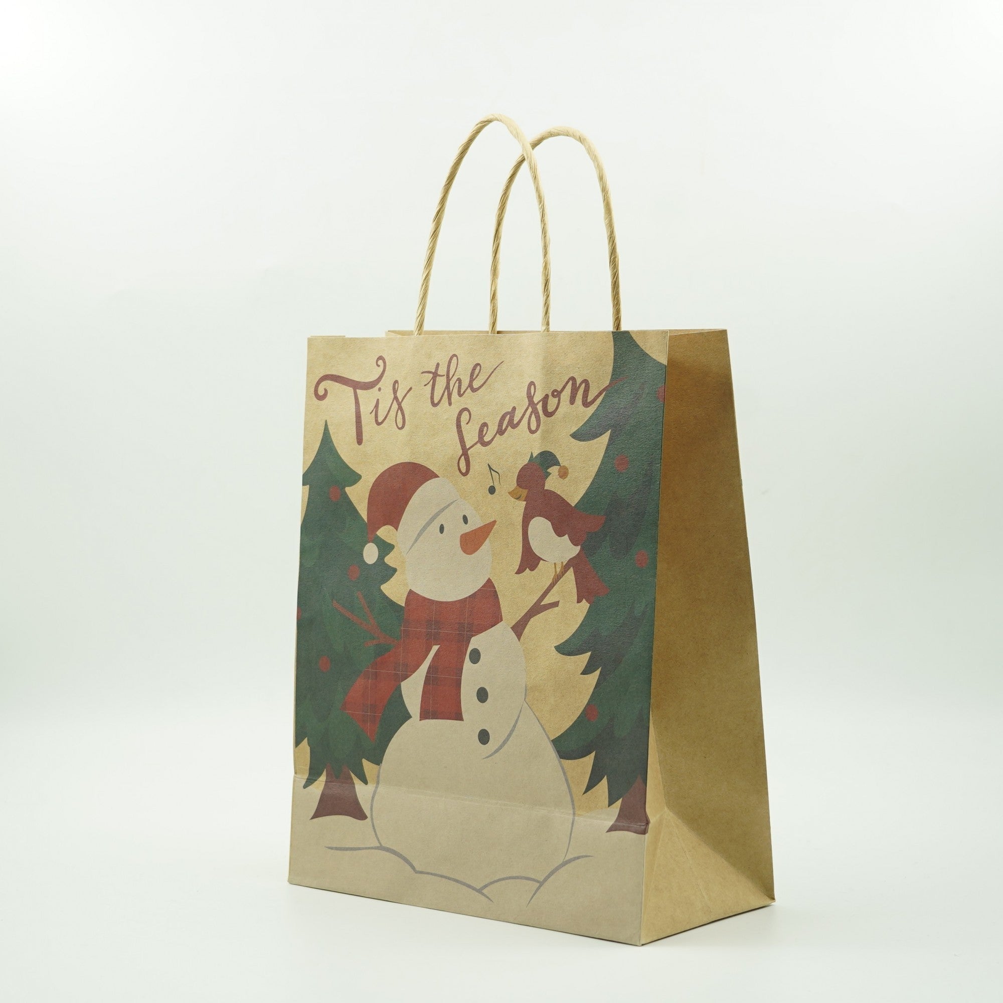 Set 12 Pungi Cadou, Kadeny, Imprimeu Tematica Craciun, Model Random, din Hartie, Impachetare Usoara a Cadourilor, 18.5x22.5x8.5 cm, Multicolor