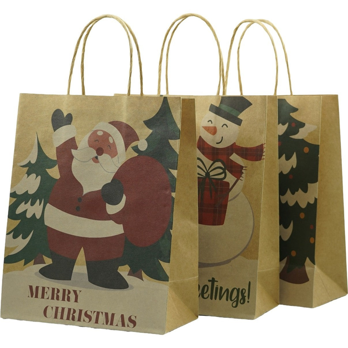 Set 12 Pungi Cadou, Kadeny, Imprimeu Tematica Craciun, Model Random, din Hartie, Impachetare Usoara a Cadourilor, 18.5x22.5x8.5 cm, Multicolor